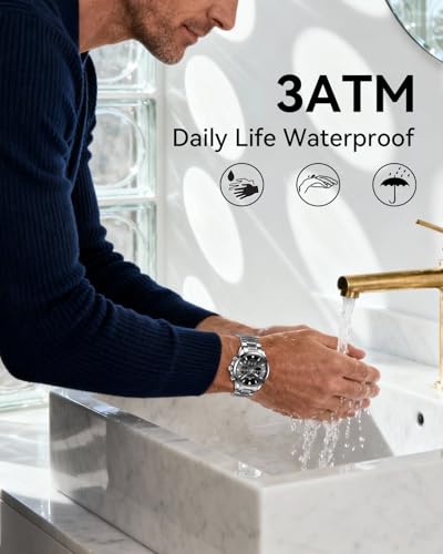 MEGALITH Men's Elegant Wristwatch: Chronograph Waterproof Analogue Watch with Luminous Date – Anniversary Birthday Gift for Formal Business Men