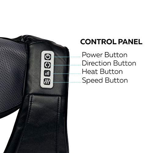 Shiatsu Portable Heated Massager - Deep Neck, Shoulder, Back/Lower Back, Legs & Foot Muscle Tension Relief - Electric Massaging Pad-Pillow w/ 8X 3D Kneading Nodes - for Home, Office Chairs, Car Seats