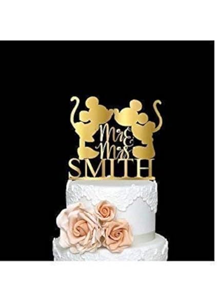 Amazon Com Mickey And Minnie Wedding Cake Topper Bride Groom Wedding Cake Topper Bride And Groom Cake Topper Personalize Cake Topper Custom Wedding Cake Topper Handmade