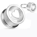 Pair of 1/2 Inch Gauge 12mm Surgical Steel Winged Heart Screw Fit Double Flared Tunnel E437