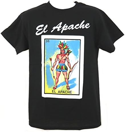 Mexican Loteria Unisex Black T-Shirt Funny by Leos Imports (Medium, 38 El Apache)
