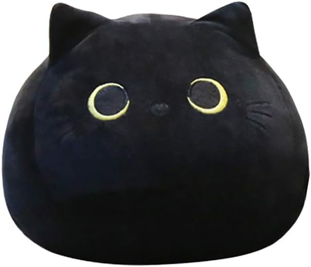 jieGorge Plush Doll Gardening Spring Plush Toy Black Fat Cat Plush Toy Creative Cat Shape Pillow Gift Animal Lovely Doll