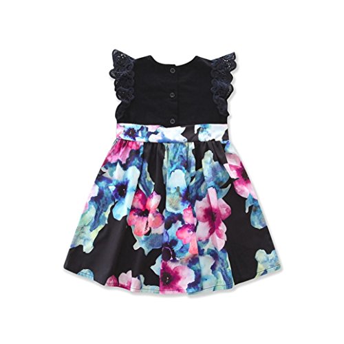 Sunbona Momï¼†Me Toddler Baby Girls Matching Floral Print Sleeveless Beach Dress Casual Family Outfits Clothes (4T(2.5~3.5years), Baby)