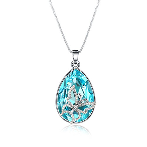 Mevecco-Womens Platinum Alloy Necklace Butterfly Pendant with