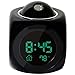 Hippih Projection Alarm Clock with Soft LED nightlight ,Snooze,Battery Backup, Auto Time Set,Sleep Timer,Indoor Time/Temperature/Day/Date Display Digital Bedside clock(BLACK)