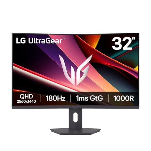 LG UltraGear 32G60ZA Monitor Gaming 32 Pollici, VA QHD (2560x1440), 180Hz, 1ms (GtG), 16:9 curvo, FreeSync, HDR 10, HDMI 2.0, DP, Stand regolabile, Nero