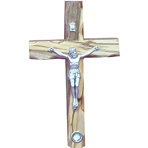 Image of Zuluf 12cm Catholic Cross Crucifix with Holy Land Stone for Wall Gift - CRS046