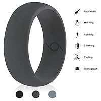 CalMyotis LYF-LGI9 Wedding Ring for Men Silicone Rubber Bands Step Edge Sleek Design Black, Dark Grey, Luxurygrey, 8.5-9(19mm)