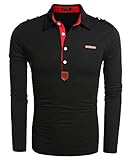Coofandy Men's Casual Solid Long Sleeve Polo Shirt
