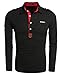 Coofandy Men's Casual Solid Long Sleeve Polo Shirt, XL Black