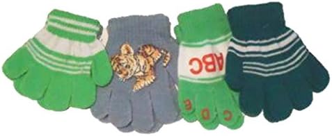 Four Pairs Stretch Microfiber Lined Magic Gloves for Children Ages 1-4 Years