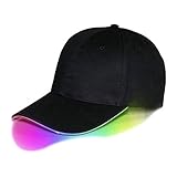 Shallho LED Light Up Baseball Cap Hat Cotton Cap + PU Light Guide Fiber One Size Fit All Easily Adjustable 3 Lighting Modes Battery Powered Glow Club Party Sports Athletic Stage Travel Hat Cap