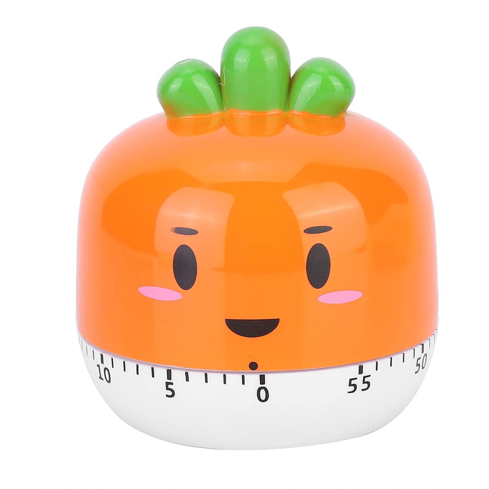 Mechanical Timer with Alarm - No Battery Cartoon Kitchen Timer for Baking Study Kids, Eco-Friendly Orange Retro Design (0-20-40-55 Min Adjustable)
