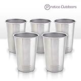 Pratico Outdoors Clean Steel Stainless Steel Cups - Multi-Purpose 16 oz Pint Glasses Made from BPA Free Premium 18/8 Electropolished SS Metal (Set of 5-473 ml)