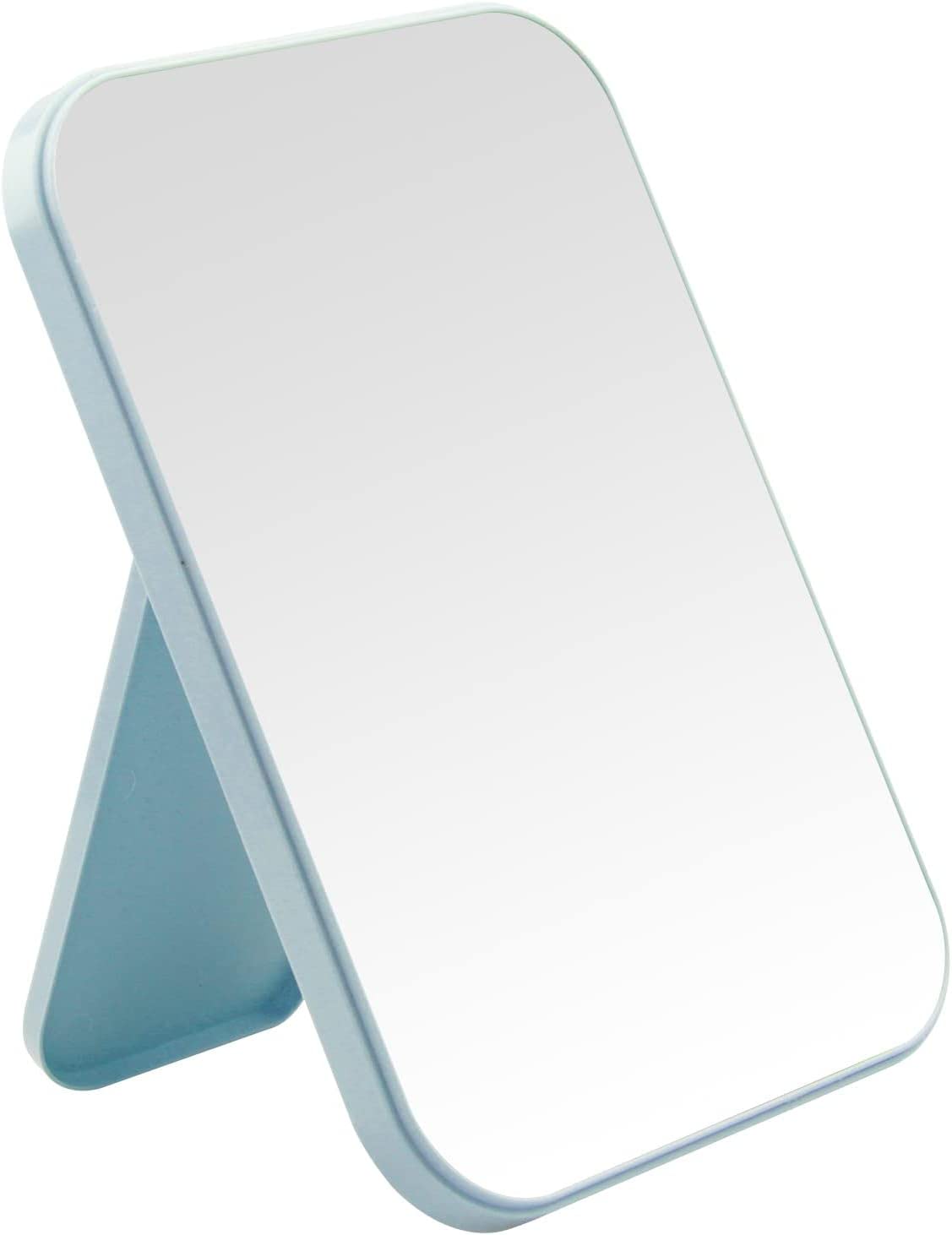 DVHOK 8-Inch Desktop & Portable Princess Makeup Mirror - Table, Desk & Wall Hanging Dual-Purpose Square Mirror in Blue