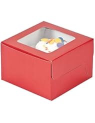 Fun Express - Red Cupcake Boxes - Party Supplies - Containers & Boxes - Paper Boxes - 12 Pieces