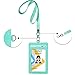 Teskyer Badge Holder with Lanyard, Leather ID Name Badge Card Holder with Lanyard for ID Badges, Vertical Green