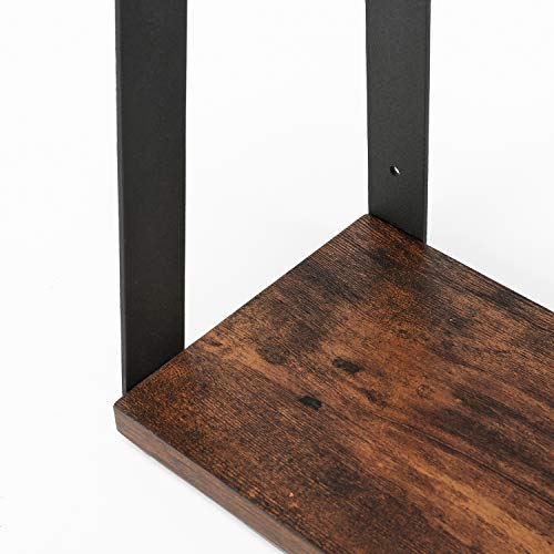 MaidMAX Floating Shelves, 2 Tier Rustic Shelf, Display Storage Ledge, Wall Mounted Shelf with Metal Brackets for Living Room, Bathroom, Bedroom, Kitchen, Wood Grain Finish - Thumbnail 6