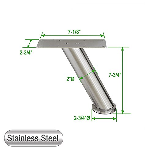"73/4"H Stainless Steel Sofa Legs, Metal Furniture Legs, Angled Design