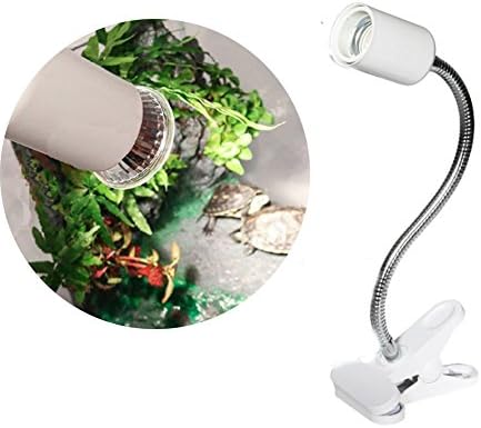 lintaiHousewares E27 Pet Lizard Tortoise Reptile Lamp Holder Basking Light with UVB/UVA Halogen Bulb E27 UK Plug (75W, White)