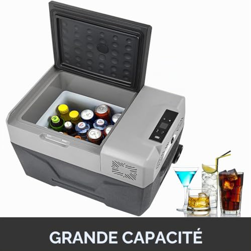 Glacière Congélateur Voiture 30 L Portable Mini Réfrigérateur Silencieux avec Panneau Numérique -20 à 20℃ pour Maison, Voiture et Camping