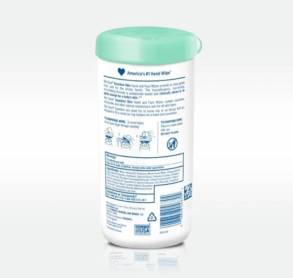 WET ONES HAND AND FACE WIPES, UNSCENTED | WET ONES SENSITIVE SKIN WIPES FOR HANDS AND FACE, 40 CT. CANISTER
