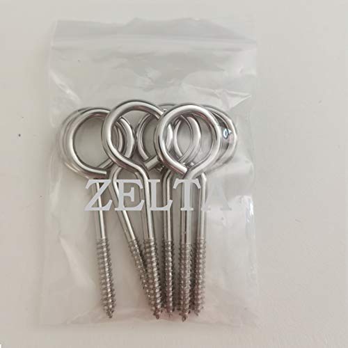 Zeltauto Screw Eyes Screwin Eye Hooks Hold 80LBS, Nickel Steel Eyelet