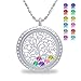 feilaiger Birthstone Family Tree of Life Screw Floating Charm Living Memory Locket, DIY Stainless Steel Toughened Glass Pendant Necklace (Magnet-Diamond)