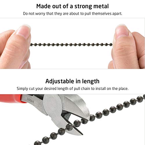 Ceiling Fan Pull Chain with 35.4 inches Extension, Kinghouse 2 pcs 13.6 inches 3.2mm Beaded Ball Fan Pull Chain Set including Beaded and Pull Loop Connectors (Bronze Oil Rubbed) - Thumbnail 4