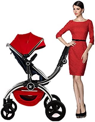 2016 Popular Noble High View Folding Bidirectional Multi-suspension Modal Fabric Baby Carriage Baby Strollers Baby Pram Baby Buggy Children Trolley (red)