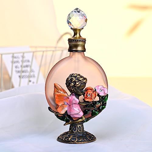 Yetaha Vintage Decorative Perfume Bottles, Fancy Crystal Refillable Empty  Perfume Bottles Angel Flower Glass E