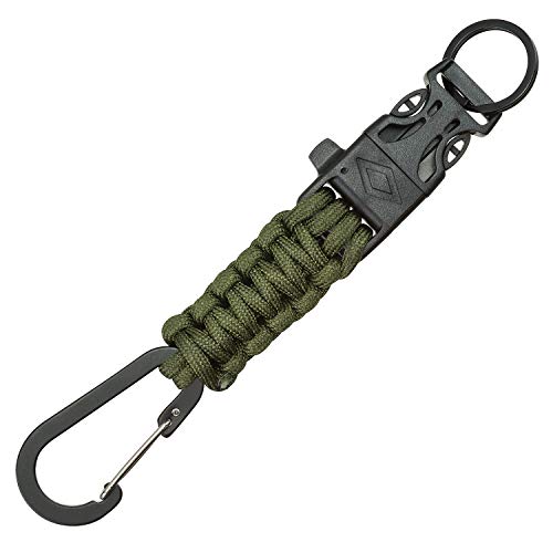 Ultimate 5in1 Paracord Keychain with Carabiner for Camping, Fishing