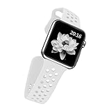 top4cus 42mm Soft Silicone Replacement Sport Strap iWatch Band for Apple Watch 42mm Edition & Sport & Apple watch NIKE Series 1 and Series 2 - Small/Medium - Nike Special White