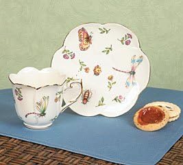 Porcelain Butterfly Teacup And Saucer With Gold Trim by Morning Meadow Collection