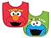 Sesame Street Elmo and Cookie Embroidery Infant Bibs, Red/Green, 2 Count