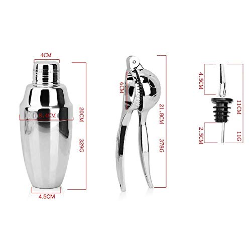 XUSHEN-HU Cocktail-Barkeeper-Set, kreatives Barkeeper-Set, tragbar, professionelles Barkeeper-Set, Farbe: Silber, Größe… – Bild 3