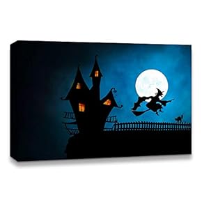 Halloween Pumpkin Lantern Painting Artwork for Home Framed