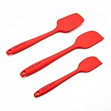 Elizabeth's Kitchen-Silicone Spatula 450F Heat Resistant FDA Non-Stick Kitchen Tools,Baking Pastry Spoon (3-Pieces Set,Color Red)