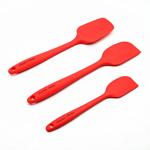 Elizabeth's Kitchen-Silicone Spatula 450F Heat Resistant FDA Non-Stick Kitchen Tools,Baking Pastry Spoon (3-Pieces Set,Color Red)