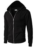 H2H Mens Casual Basic Hoodie Zip-up BLACK Asia XL (JNSK32)