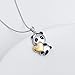 S925 Sterling Silver Cute Panda Love Heart Necklace for Women Girl, Rolo Chain 18