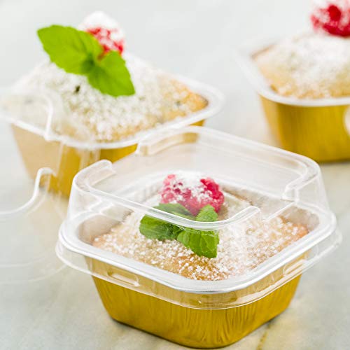 Restaurantware Premium 3.4OZ Baking Cups with Lids Square Foil