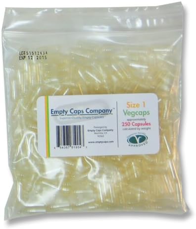 Size "1" Empty Vegetarian Capsules - 250 Count