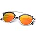 Mirrored Lens Fashion Designer Sunglasses for Women (Black/Flashing Orange, 50 mm)