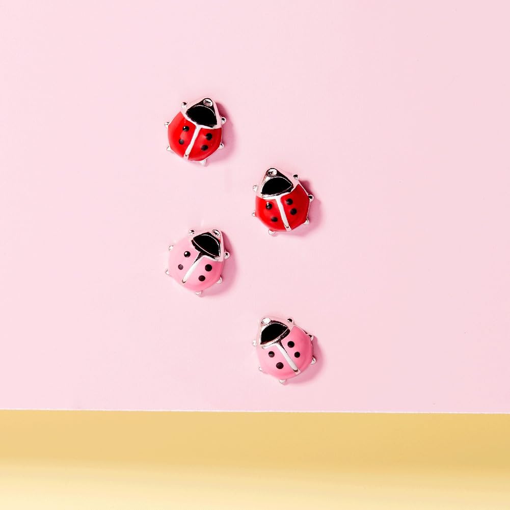 925 Sterling Silver Kids Ladybug Stud Earrings with Safety Screw Back for Little Girls - Cute and Hypoallergenic Twist Locking Screw Back Earrings for Babies, Toddlers, and Young Girls