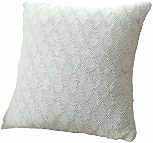 Elimit Throw Pillow Covers Cotton Knitted Decorative Cushion Cover Cable Knitting Patterns Super Soft Square Warm Pillow case 18x18IN (1, kintting White)