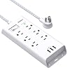 Power Strip Surge Protector – Addtam 10Ft Long Extension Cord with 6 Outlets and 3 USB Ports, Flat Plug Overload Surge…