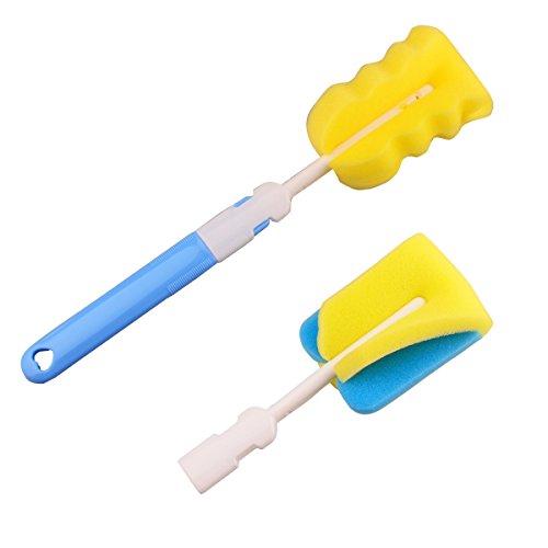 Zelta Dismountable Long Handle Bottle Cleaning Sponge, Glass Jar Mug Kitchen Washing Cleaning Tools, Buy One Get One Foam Sponge Free