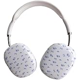 JLSDBMZ Compatible with AirPods Max Case,White Background Blue Flower Bow Print,Cute Female Girl Floral Headphone Protective Cover,Kawaii Headphone Accessories for AirPod Max