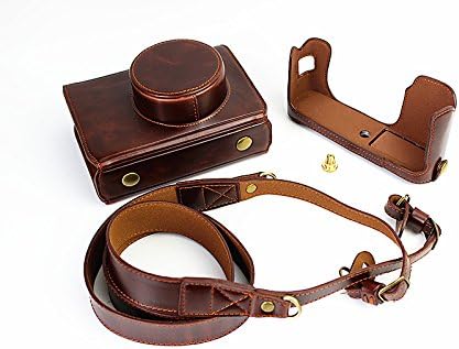 Haloweme Protective Compact Leather Case with Shoulder Strap for Fujifilm X100, Fujifilm X100S, Fujifilm X100T(Deep brown)
